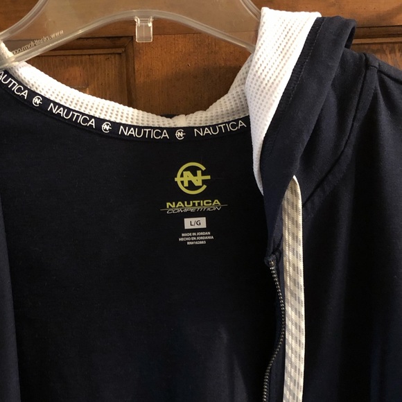 Nautica Competition deep blue zip up hooded sweatshirt hoodie Large - Picture 3 of 5